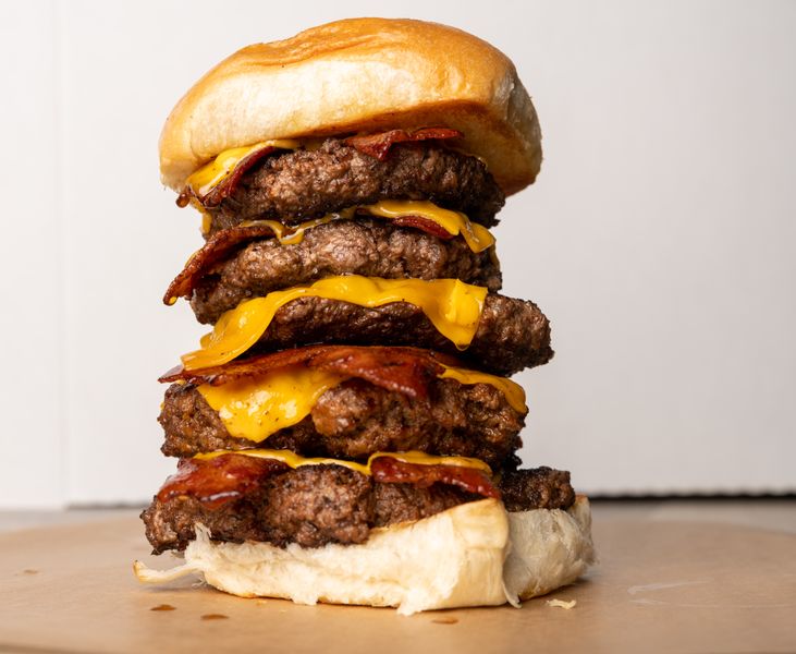BBQ bacon loaded burger with cheese